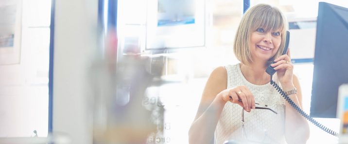 woman on phone in office bloom filter