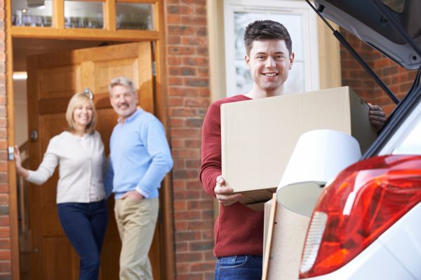 An adult son moves out of his parents' home