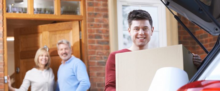 An adult son moves out of his parents' home